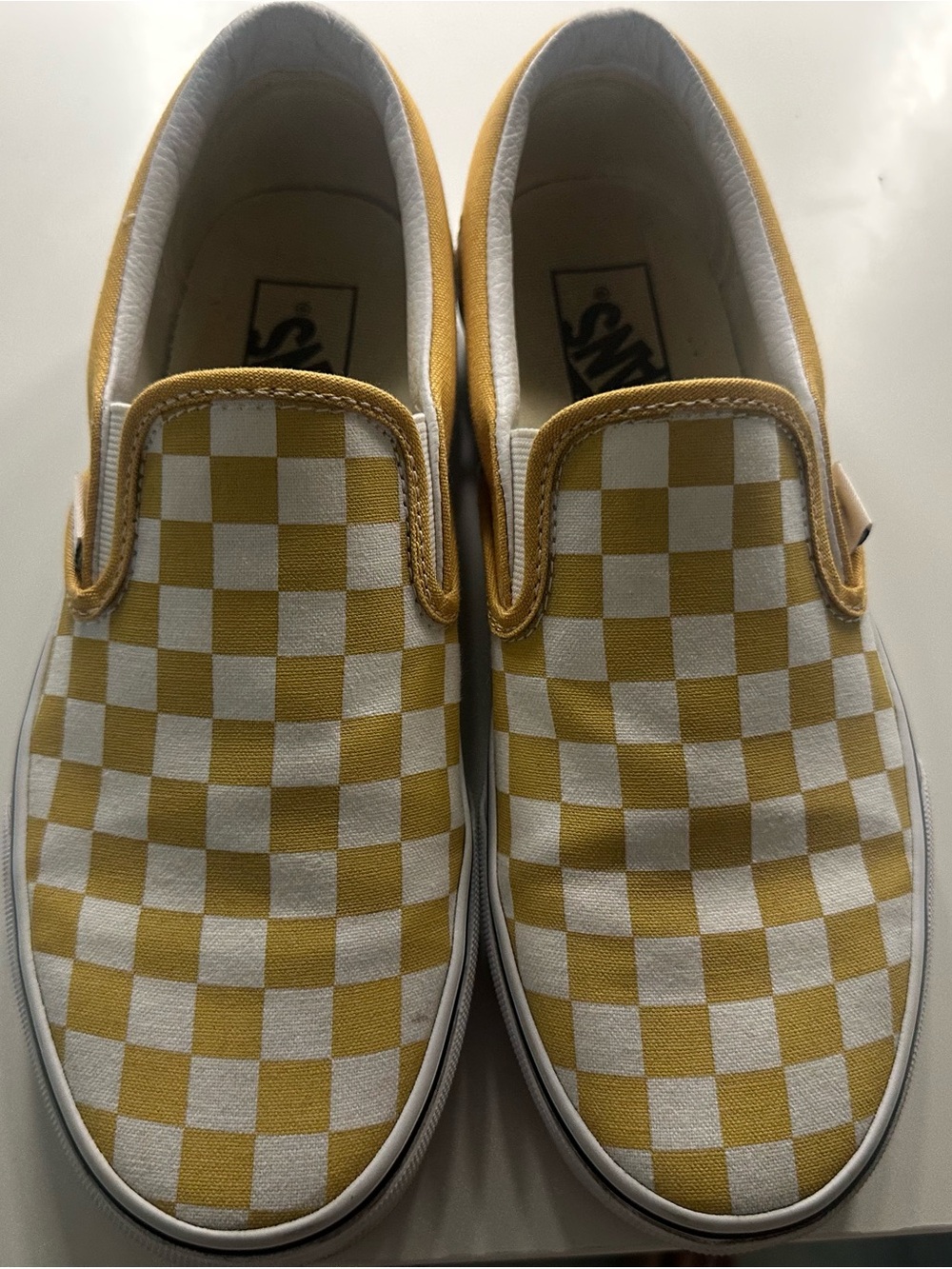 Vans Women’s Slip-On Checkerboard Sneaker - Yellow & White